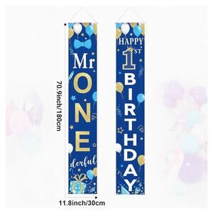Mr. Onederful Birthday Banner 1st Birthday Porch Sign Hanging Door Banner- 2